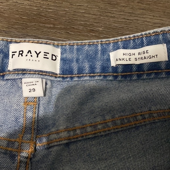 FRAYED High Rise Ankle Straight Color Block Two Tone Jeans | Size 29  NWOT - Picture 5 of 15